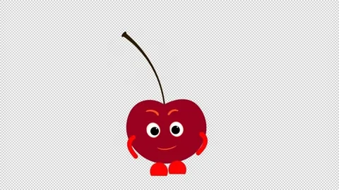 Cherry. A cartoon character. The character Cherry cries and leaves. Stock Footage 160610445