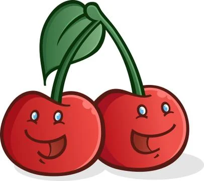 Cherry Cartoon Characters Smiling Stock Illustration