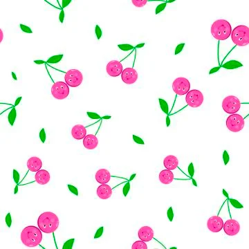 Cherry cartoon seamless vector pattern Stock Illustration