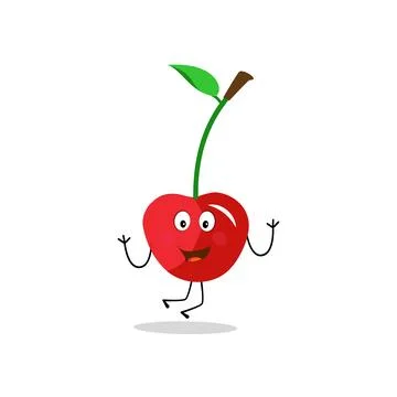 Cherry cartoon vector illustration. Cute Cherry character Stock Illustration