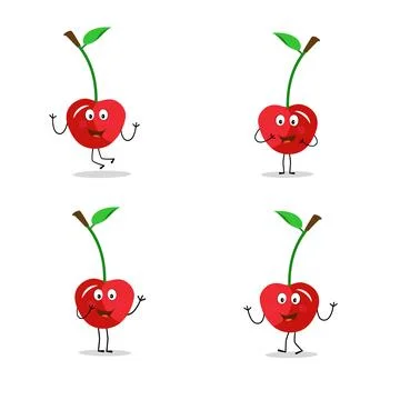 Cherry cartoon vector illustration. Cute Cherry character Stock Illustration