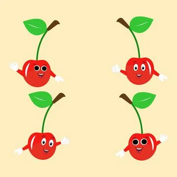 Cherry cartoon vector illustration. Cute Cherry character Stock Illustration