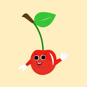 Cherry cartoon vector illustration. Cute Cherry character Stock Illustration