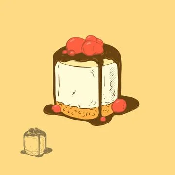 Cherry cheese cake Stock Illustration