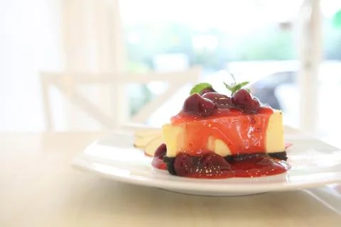 Cherry cheese cake Stock Photos