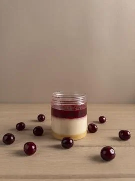 Cherry Cheesecake in a Jar Stock Photos