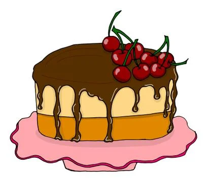Cherry chocolate cake icon. Isometric of cherry chocolate cake vector icon Stock Illustration