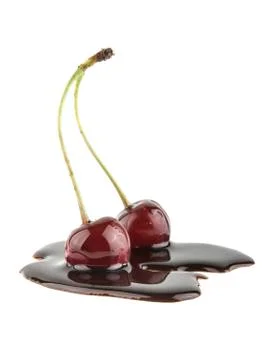 Cherry in chocolate isolated on white background Stock Photos