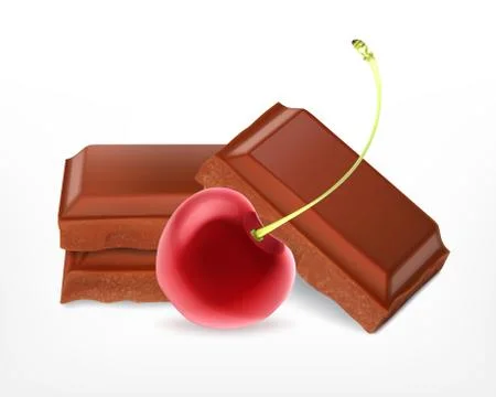Cherry with chocolate pieces Stock Illustration