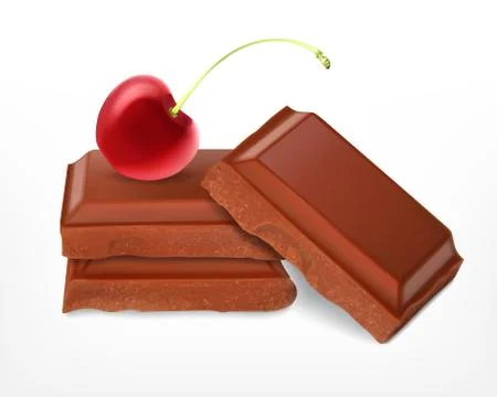 Cherry with chocolate pieces Stock Illustration