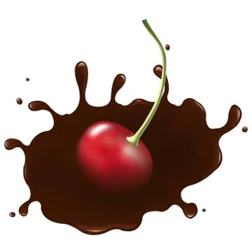 Cherry in chocolate splash Stock Illustration