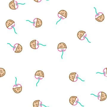 Cherry in chocolate vector seamless pattern Stock Illustration