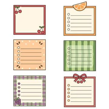 Cherry Citrus Fruit Sticky Note Bundle Stock-Illustration