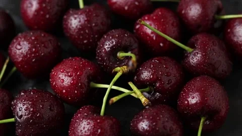 Cherry, close-up of cherry, cherries fruit, ripe cherry fruits, red cherry Stock Footage 171062977