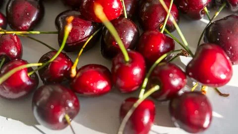 Cherry close-up macro. with natural light. Stock Photos