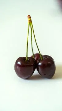 Cherry close-up macro. with natural light. Stock Photos