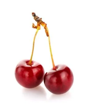 Cherry closeup on white background Stock Photos