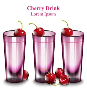 Cherry cocktail drinks Vector. pink glasses isolated Illustrazione stock