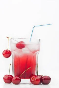 Cherry cocktail with ice Stock Photos