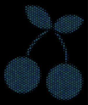 Cherry Composition Icon of Halftone Bubbles イラスト素材