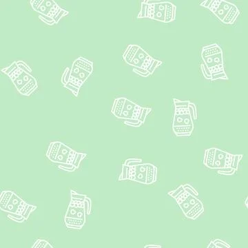 Cherry compote line seamless pattern Stock Illustration