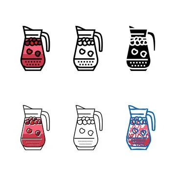 Cherry compote styleset color icon vector Stock Illustration