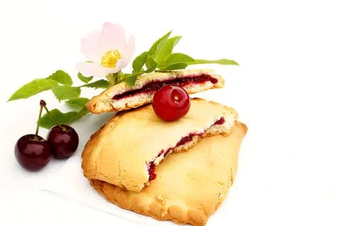 Cherry cookie dessert rose spring retro vintage selective soft focus Stock Photos