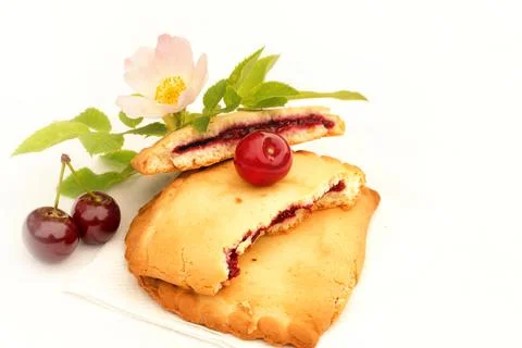 Cherry cookie dessert rose spring retro vintage selective soft focus Stock Photos