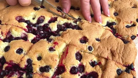 Cherry, cream and vanilla cake. Macro and slider shooting, Halation effect Stock Footage 241484550