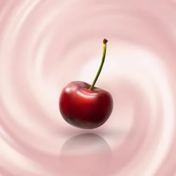 Cherry on creamy background Stock Illustration