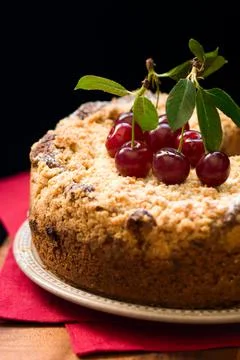 Cherry crumble cake Stock Photos