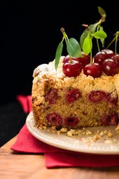 Cherry crumble cake Stock Photos