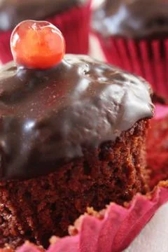 Cherry cup cakes Stock Photos