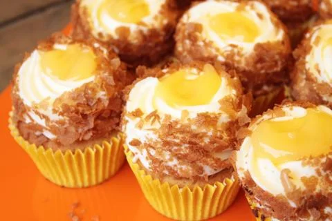 Cherry cup cakes Stock Photos