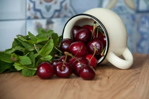 Cherry in cup Stock Photos