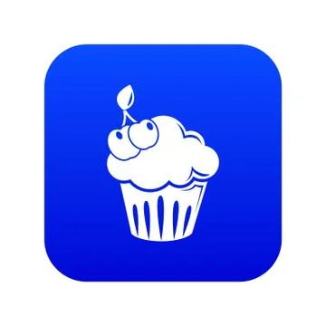 Cherry cupcake icon blue vector イラスト素材