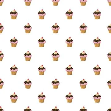 Cherry cupcake pattern Illustrazione stock
