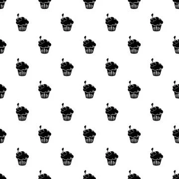 Cherry cupcake pattern seamless Stock Illustration