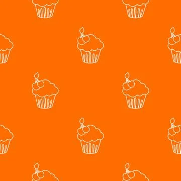 Cherry cupcake pattern vector orange Stock Illustration