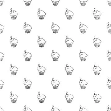 Cherry cupcake pattern vector seamless Stock Illustration