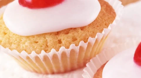 CHERRY CUPCAKES  IN CLOSE UP TRACKING SHOT  動画素材 62232662
