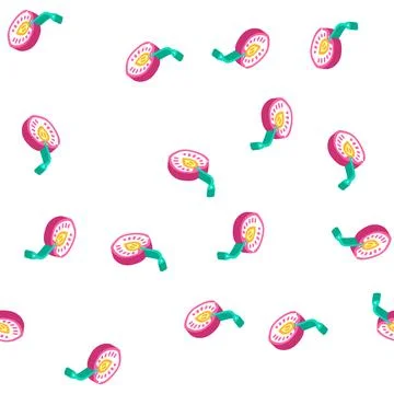 Cherry cut isometric icon seamless pattern Stock Illustration