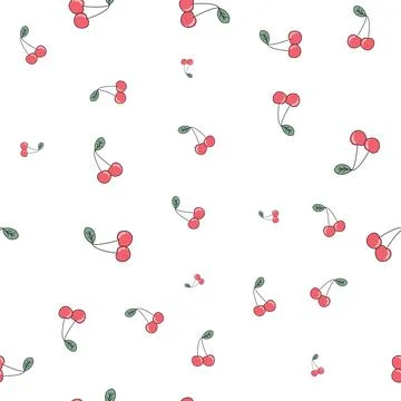 Cherry cute seamless pattern background for kids textile. Vector Illustration Stock Illustration
