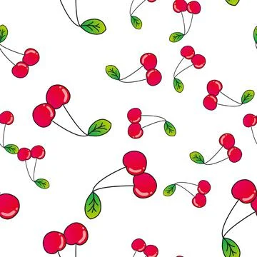Cherry cute seamless pattern background for kids textile. Vector Illustration Stock Illustration