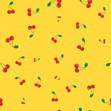 Cherry cute seamless pattern background for kids textile. Illustration Stock Illustration