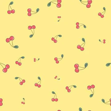 Cherry cute seamless pattern background for kids textile. Illustration Stock Illustration