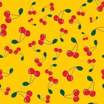 Cherry cute seamless pattern background for kids textile. Illustration Stock Illustration
