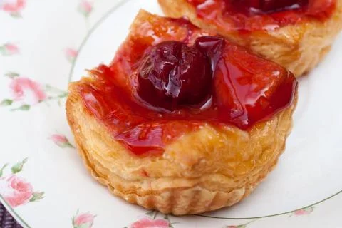 Cherry danish pastry Stock Photos