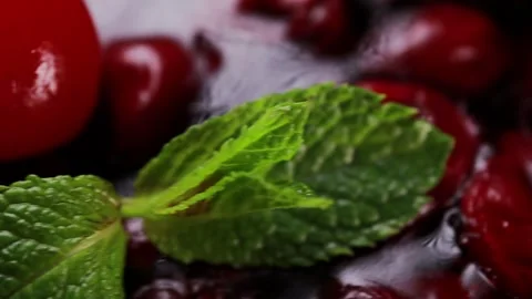 Cherry dessert in a glass close-up Stock Footage 328188397