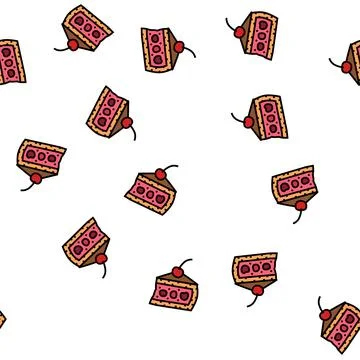 Cherry dessert vector seamless pattern Stock Illustration